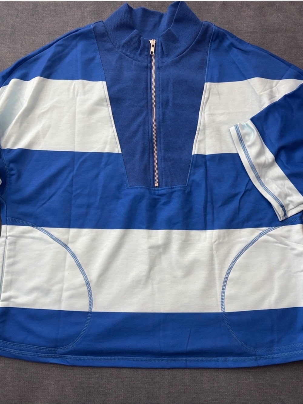 Blue and White Striped Athletic Set - Picture 2 of 3